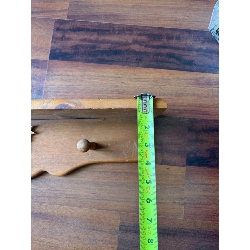 Vintage Wood Football Wall Shelf with Pegs Sports Nursery Decor 24in